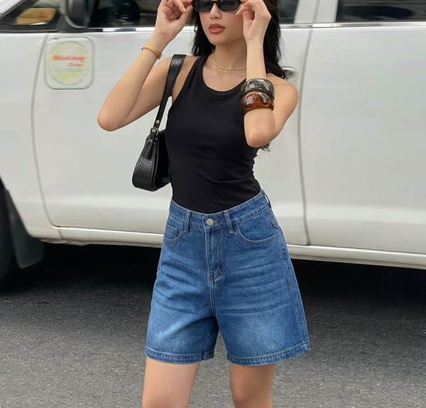[ Sablex ] Quần short jean xanh basic – trẻ trung, tôn dáng, dễ phối và mặc cực thoải mái.có Bigsize