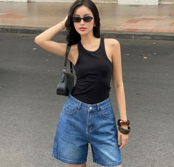 [ Sablex ] Quần short jean xanh basic – trẻ trung, tôn dáng, dễ phối và mặc cực thoải mái.có Bigsize