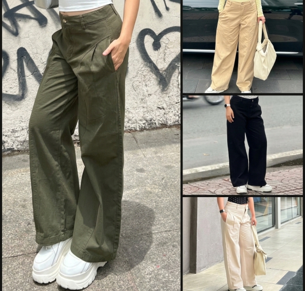 Sablex - QUẦN KAKI FORM ỐNG CONG – CHUẨN STREET STYLE CỰC CHẤT. có Size XS - XXL, dễ phối đồ, hack dáng