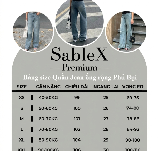 Quần Jean Ống Rộng 25cm Wash Phủ Bụi SableX Phù Hợp Cho Nam Và Nữ
